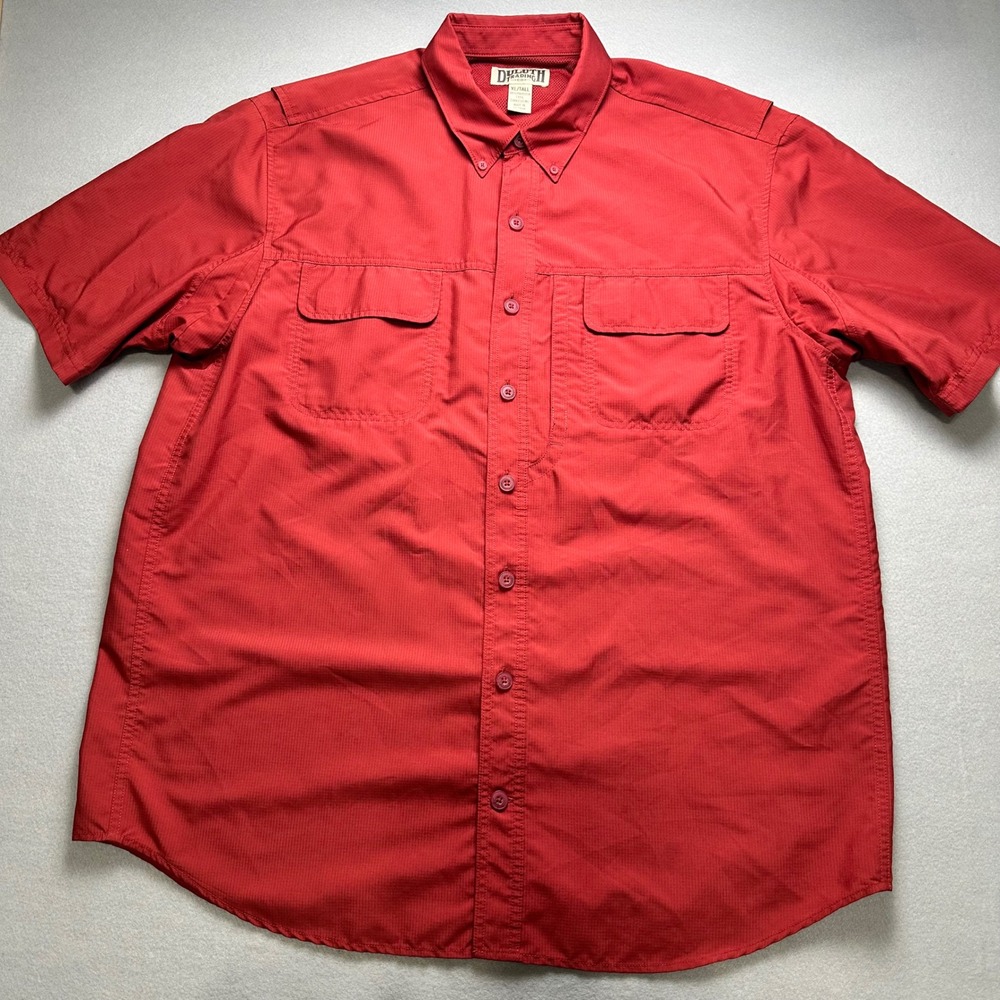 Duluth Trading Co Button Down Shirt Mens XL Tall Red Ripstop Ventilated 3237-30 - Picture 2 of 9